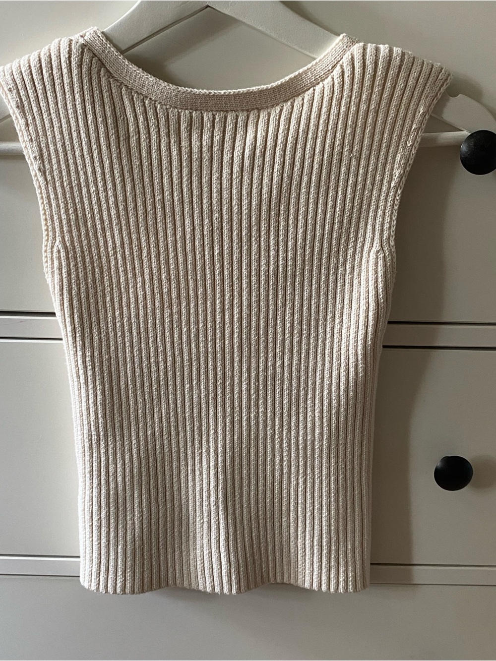 Jessica Simpson Cream Ribbed Knit Top - Button Detail - Picture 2 of 5